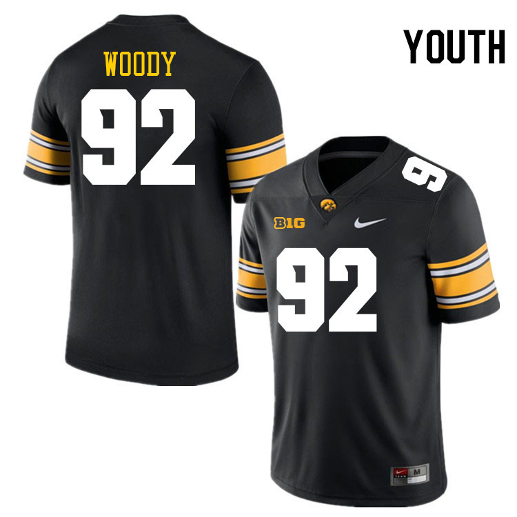 Youth #92 Tripp Woody Iowa Hawkeyes College Football Jerseys Stitched-Black